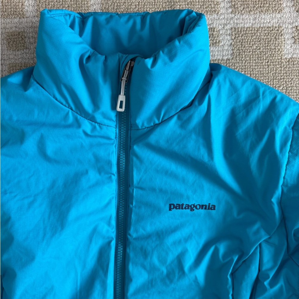 Patagonia Packable Puffer Jacket Outdoor Gorpcore Hiking Travel Turquoise Blue M - Picture 6 of 13